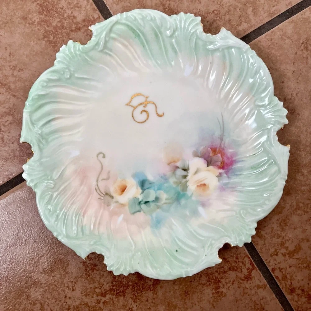 Vintage French Limoges Porcelain Monogrammed Plates 3
